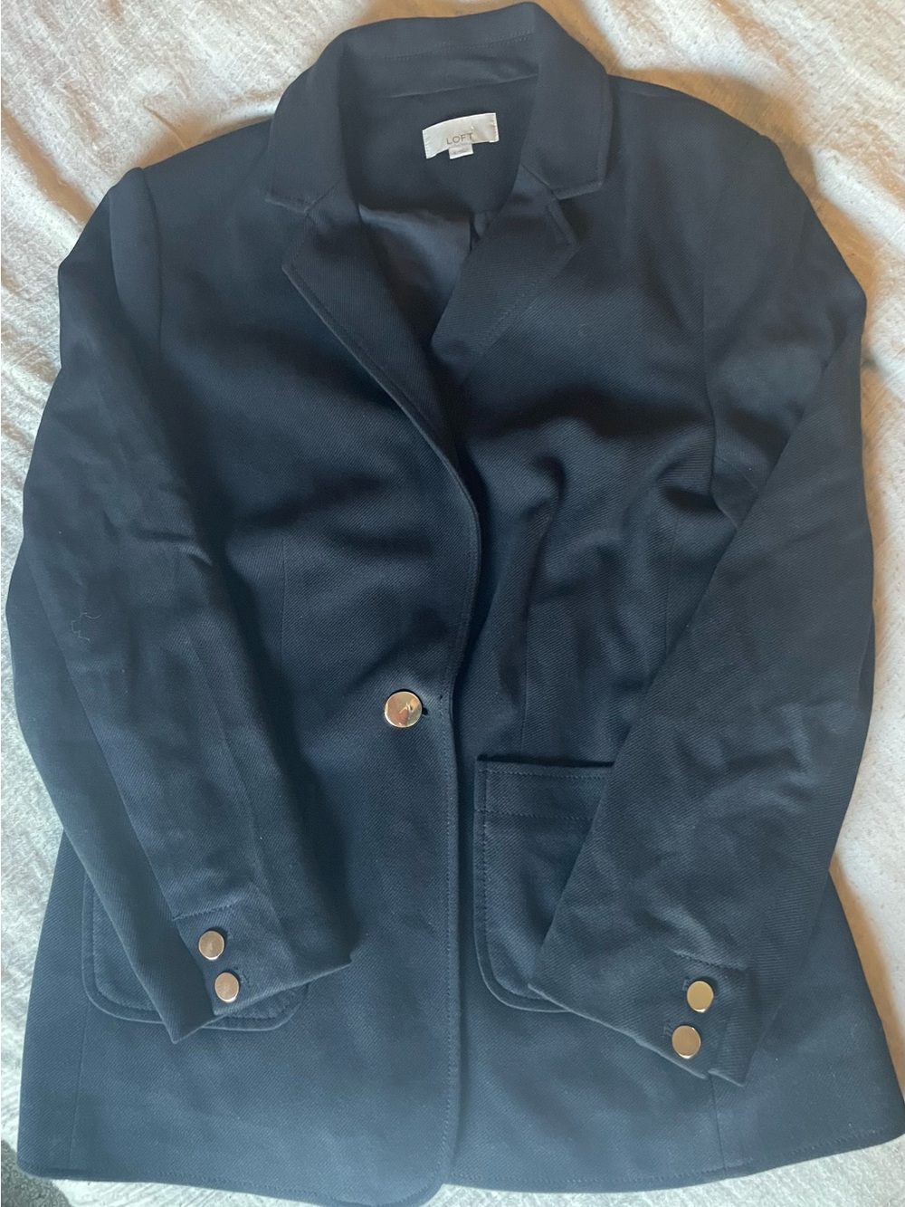 LOFT Black Tailored Single Button Blazer Size 8